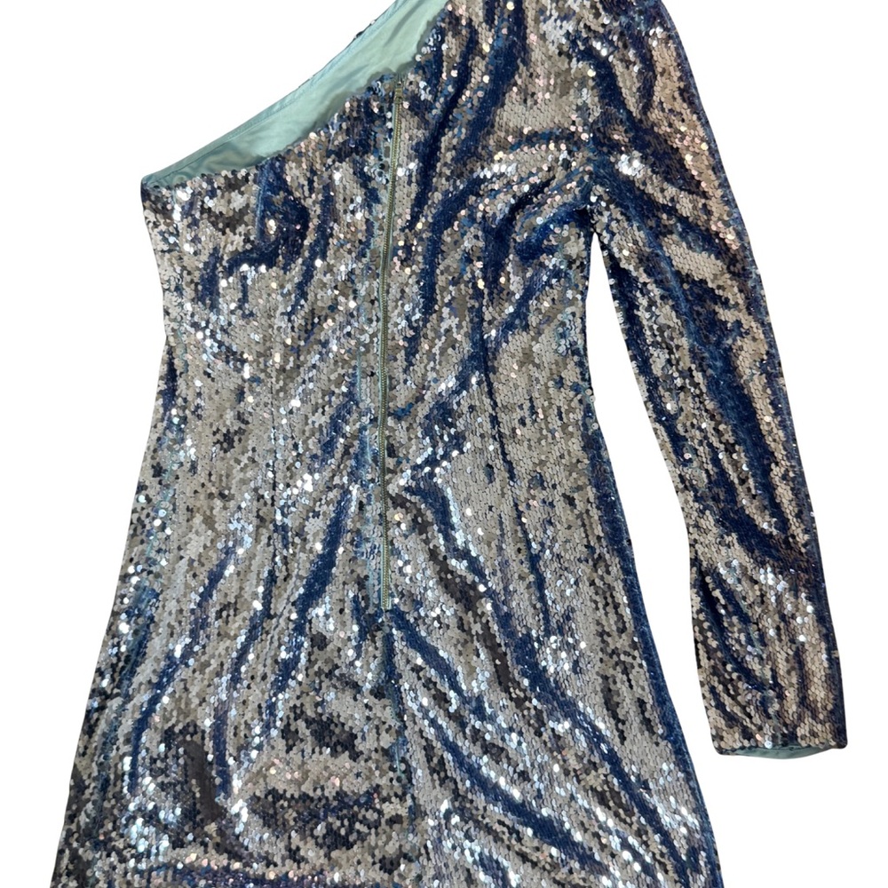Bardot Blue Sequin One Shoulder Dress size 6/M - Picture 3 of 8